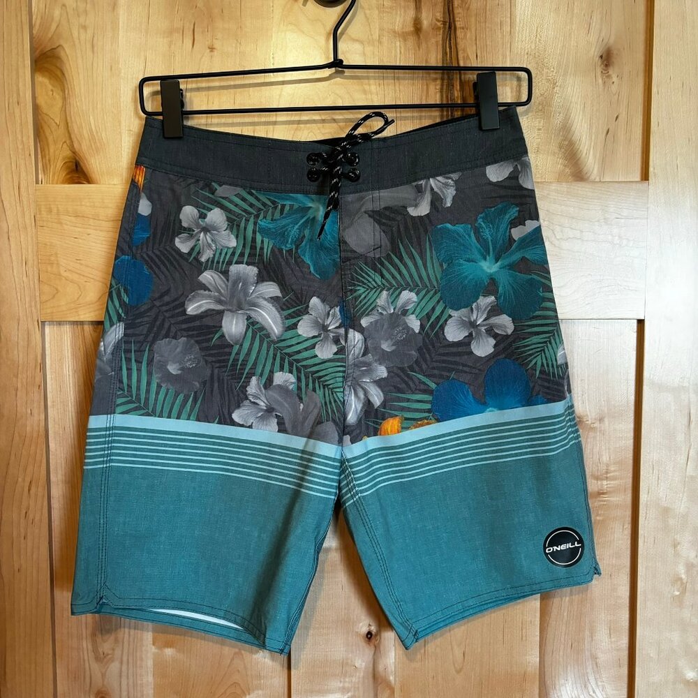 New WITHOUT Tags Boys O'Neill Board Shorts Size 14 Floral Stripe Surf Swim